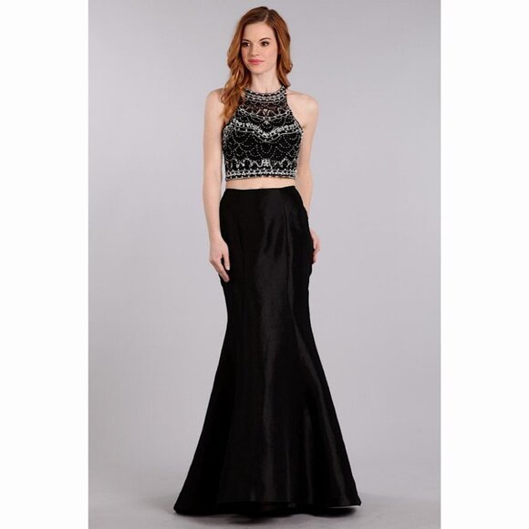 2 PC Black Crop Top Dress - Picture 1 of 6